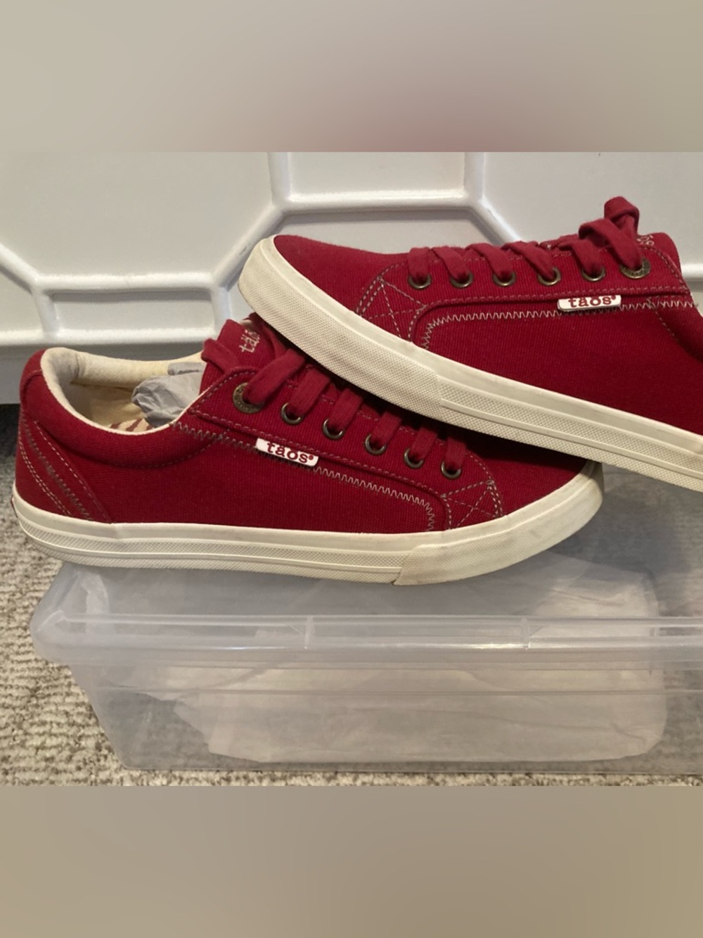 Taos Red Canvas Low Profile Sneakers - Picture 2 of 6
